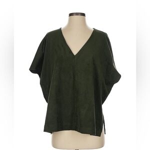 Marie Oliver- Olive Green Faux Suede Boxy Top